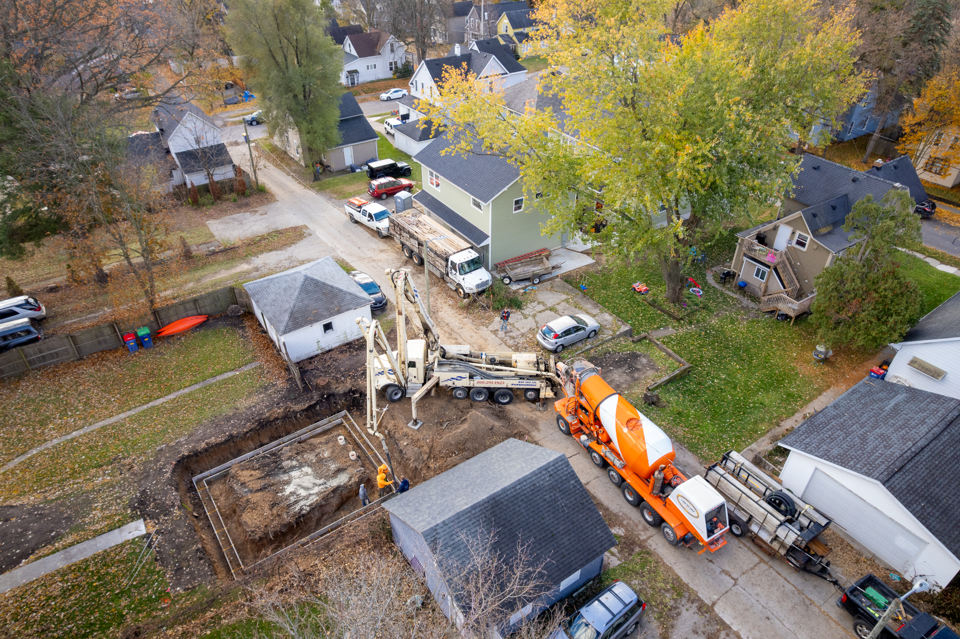 Two ADUs, one city, big progress! The green one tucked under the tree wrapped up in February, and that fresh foundation means #2 is on track to be finished this summer. Grand Rapids is growing!